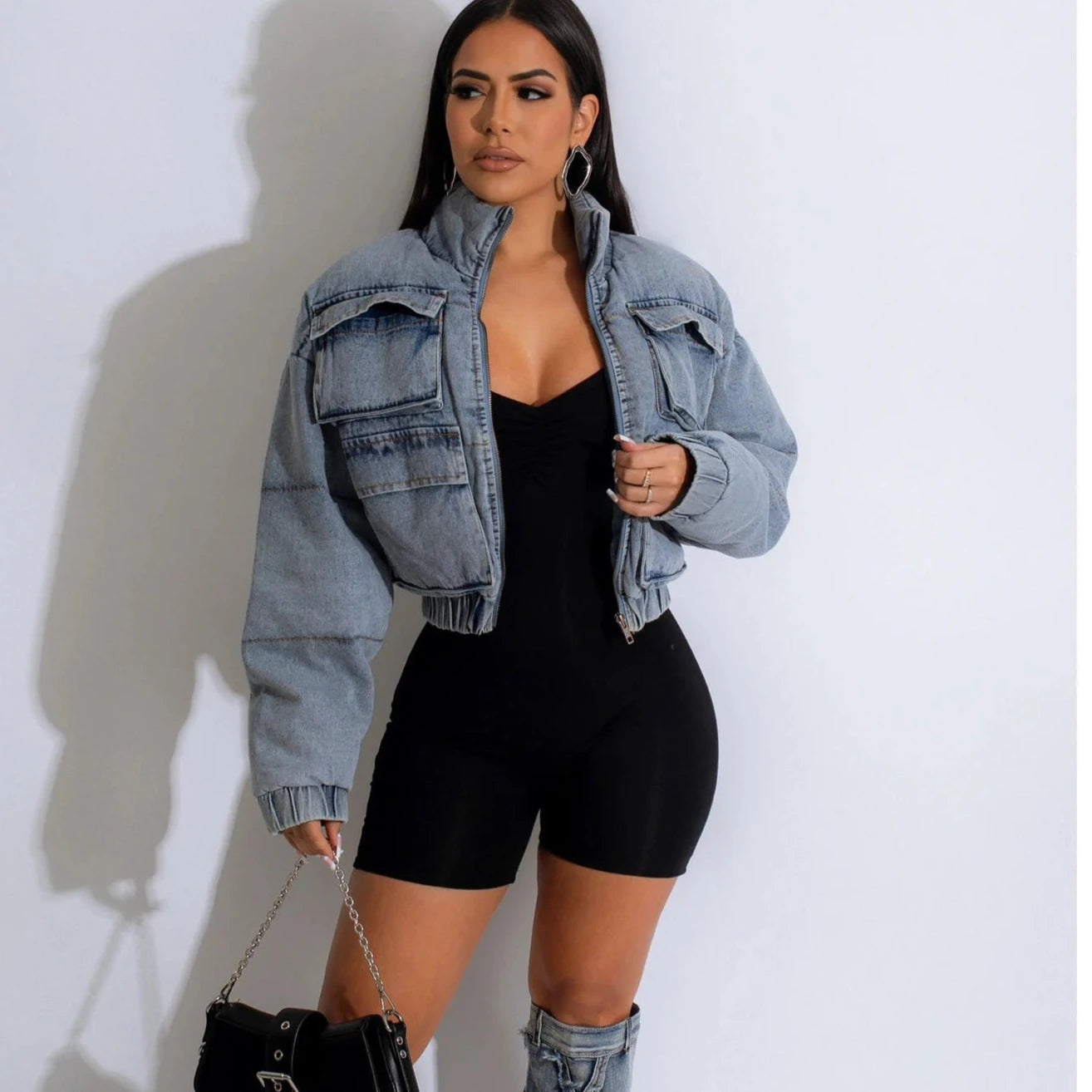 Puffer Denim Jacket