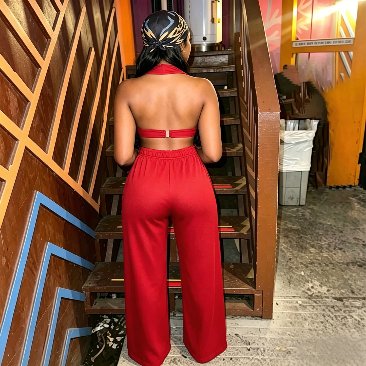 Hole Loose Pants Two-Piece Set