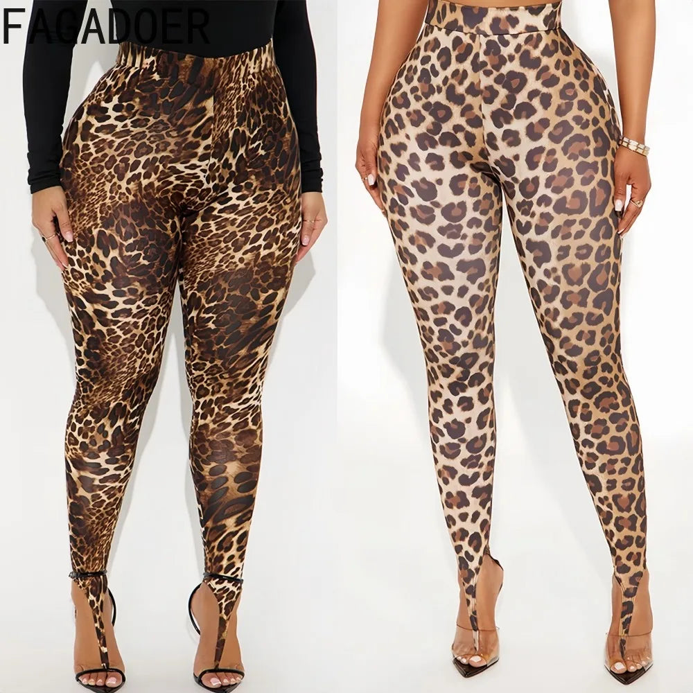 Leopard Print High Waist Bodycon Pants
