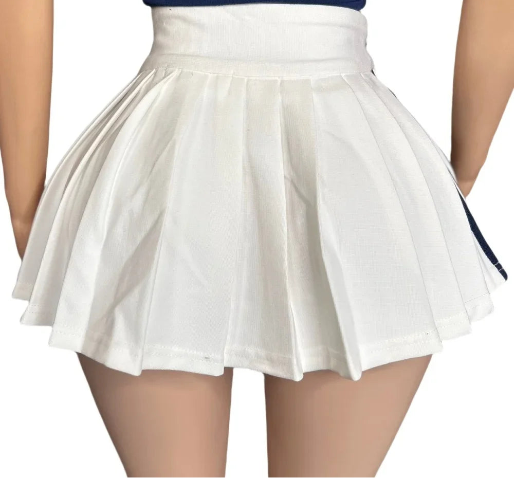 Solid Color Top Pleated Mini Skirt Set