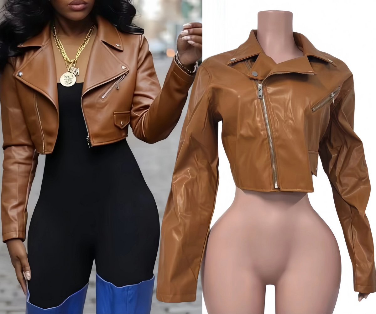 Solid Leather Bodycon Jacket