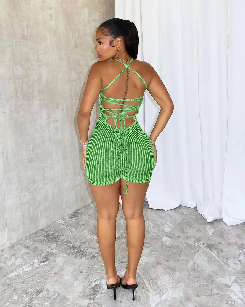 Knit Striped Rompers