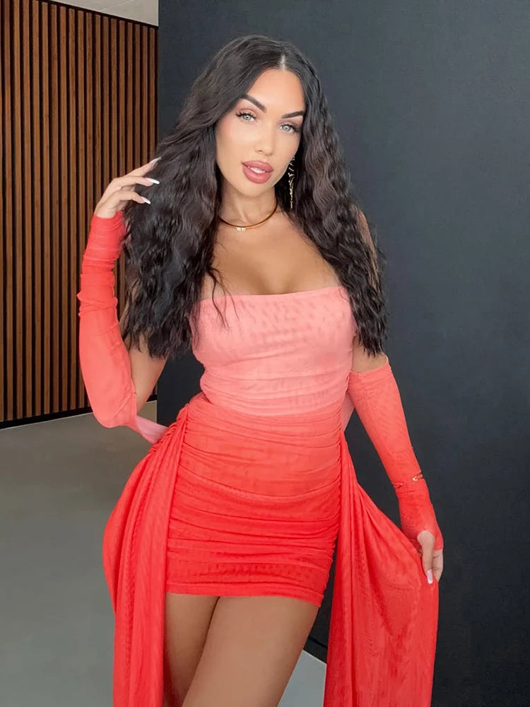 Mesh Tassel Mini Bodycon Dress