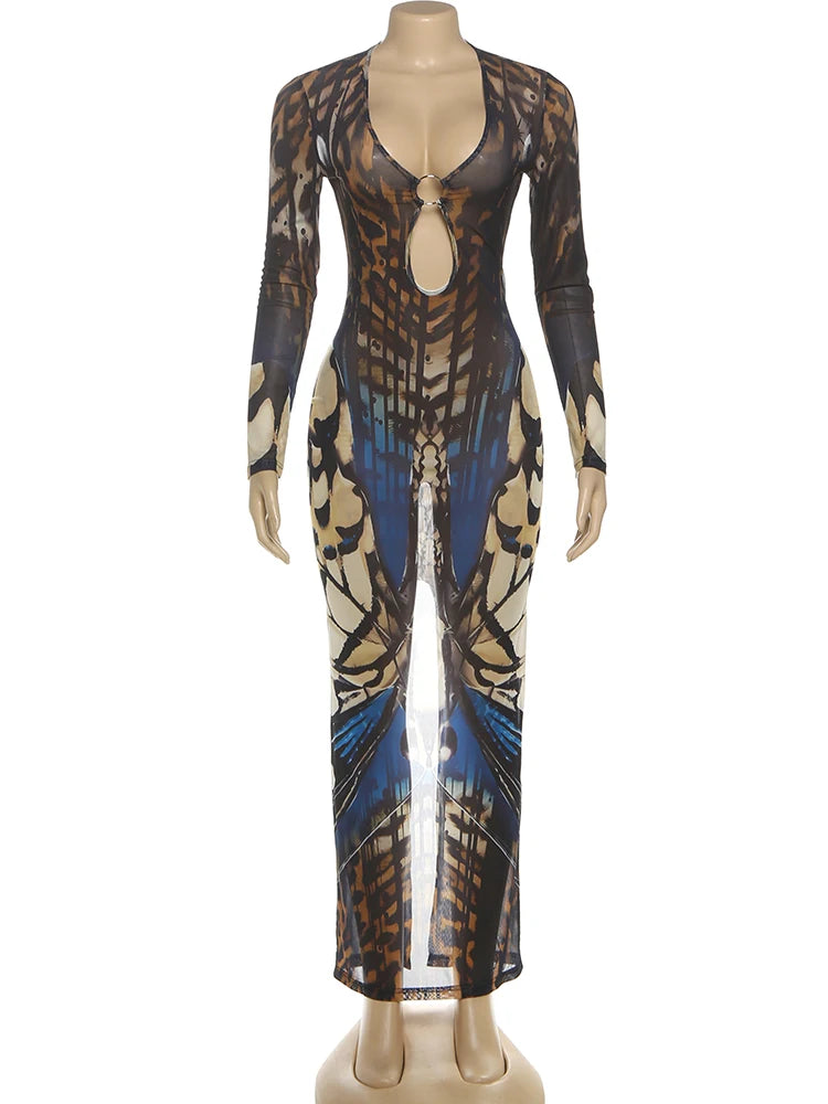 Butterfly Print Bodycon Dress