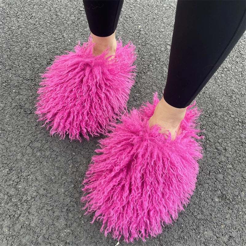 Fluffy Faux Fur Slides.
