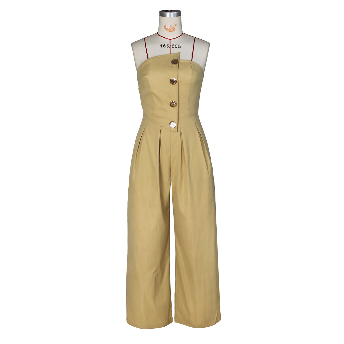 Button Strapless One-Piece Romper