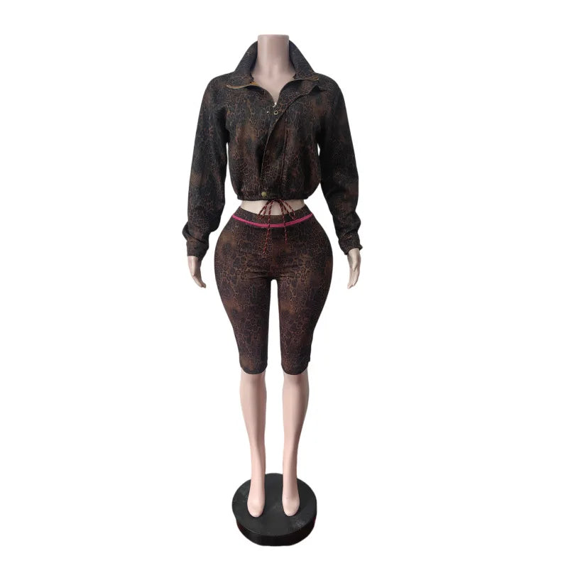 Leopard Jacket + High Waist Stretch Set