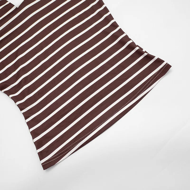 Striped Polo Neck Top