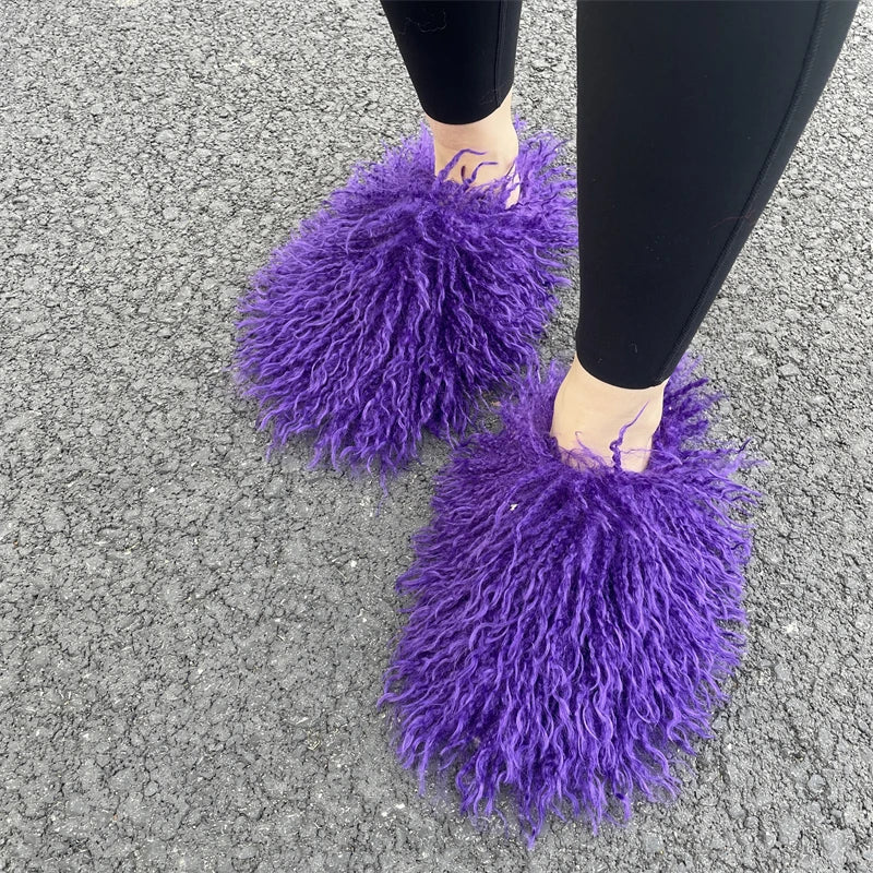 Fluffy Faux Fur Slides.