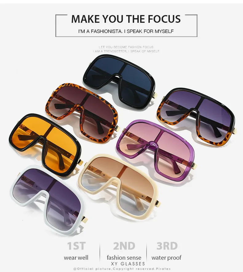 Vintage Big Frame Mask Gradient Sunglasses