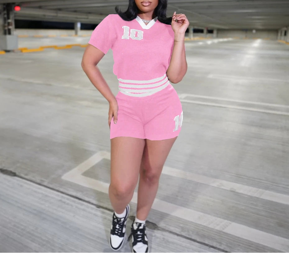 Spring Stripe Crop Top + Shorts Set