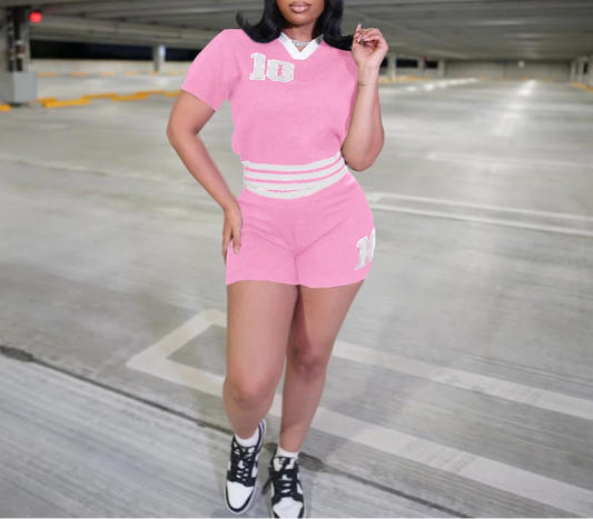 Spring Stripe Crop Top + Shorts Set