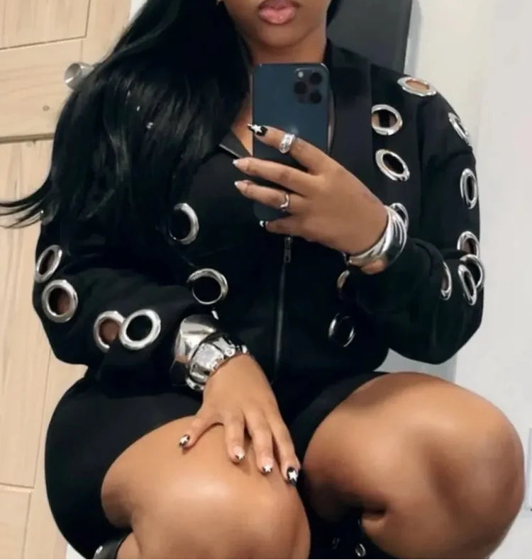 Metal Hooded Crop Hoodie