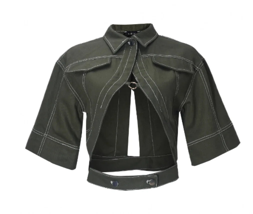 Cut Out Cropped Jacket